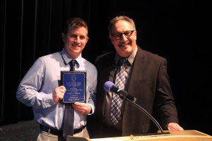 Mike Lynch accepts the Regional Award of Distinction on behalf of Hillcrest High School