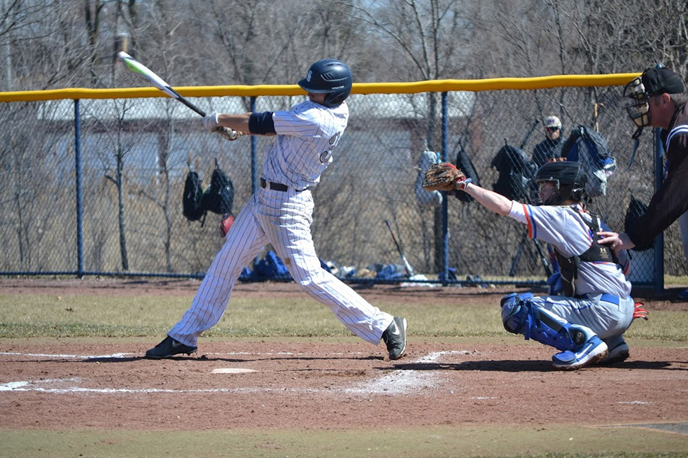 Bulldog getting a base hit vs. MATC on March 23rd