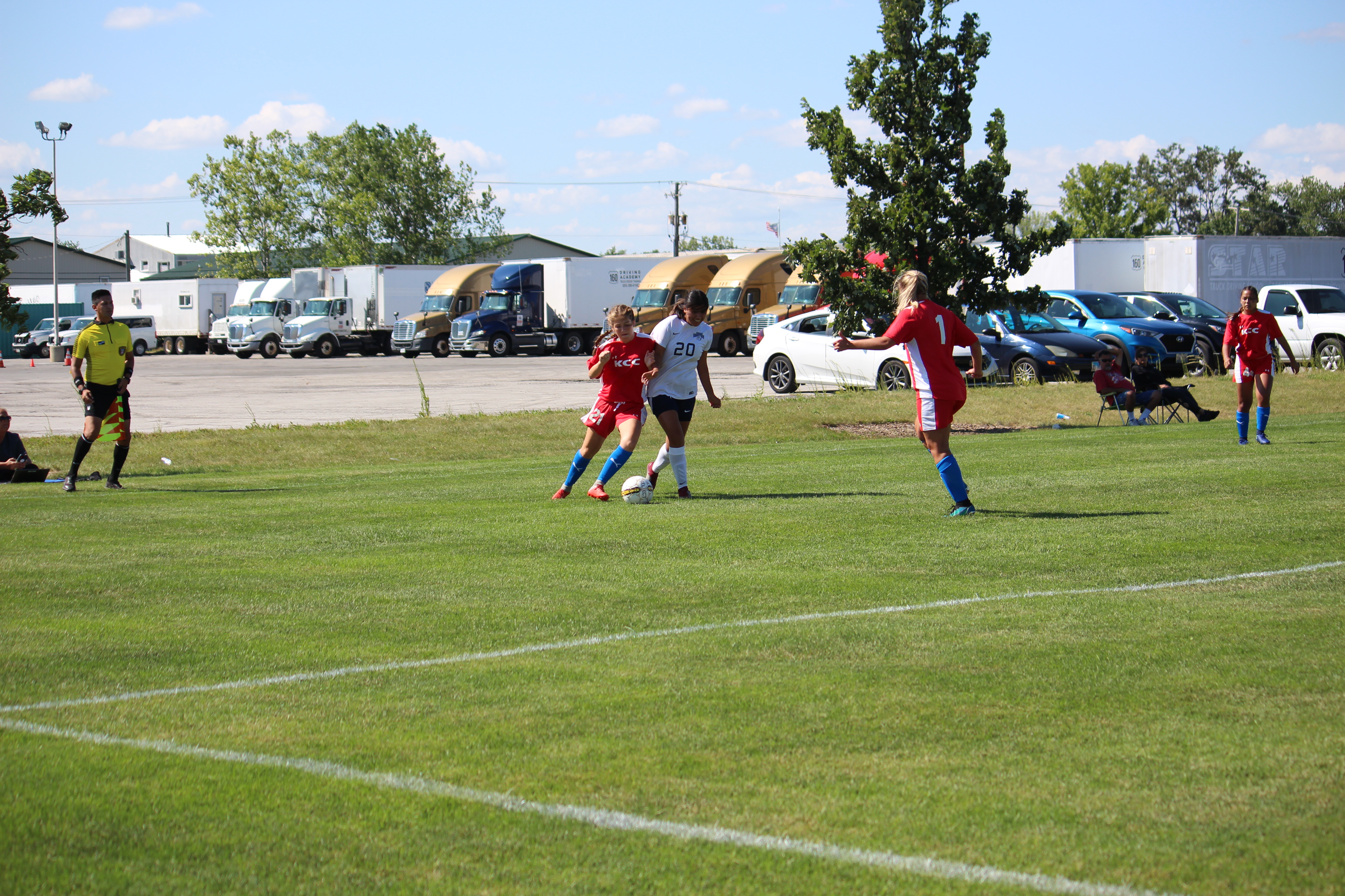 Opponents going for ball