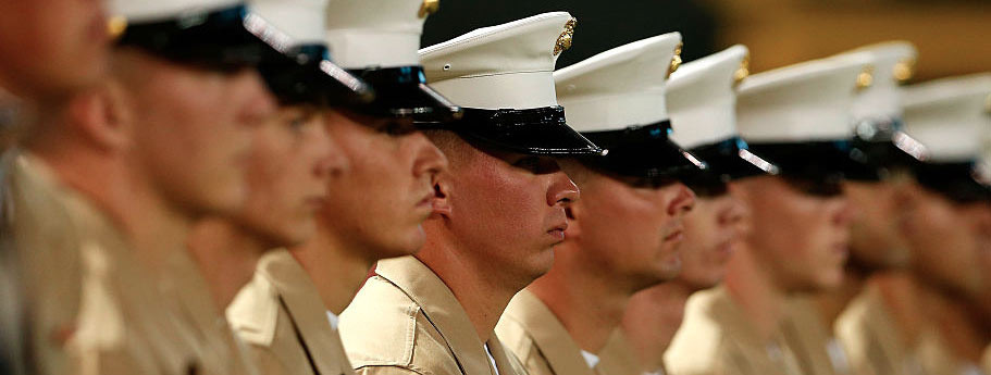Photo of a line of Marines