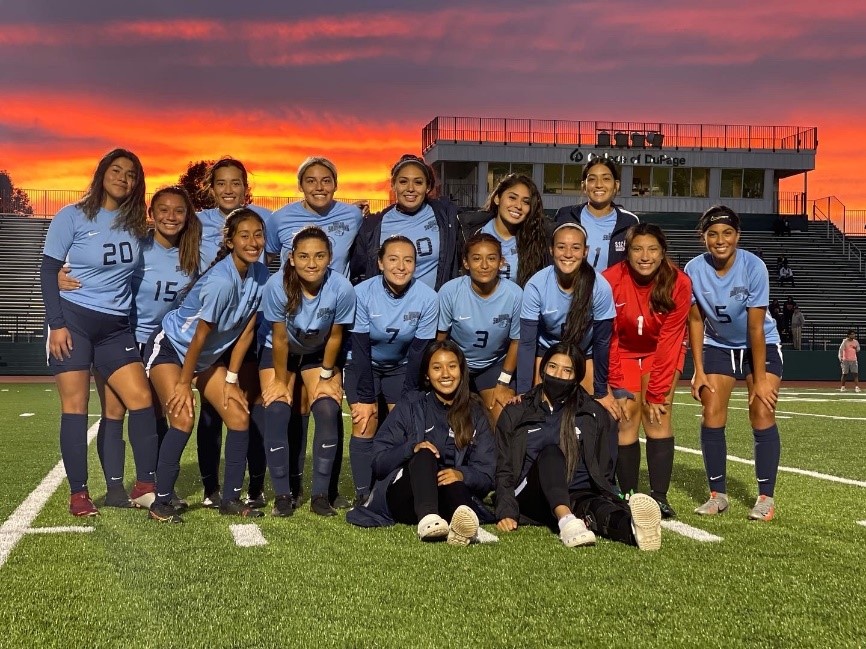 Team photo of the Women's Soccer team taken in Kansas