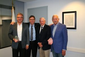 SSC Trustee Tony DeFilippo, Chairman Frank M. Zuccarelli and Mike Monaghan, former Executive Director of the ICCTA, and Vice-Chair John Daly. Monaghan presented the ICCTA Service Award to both Daly and DeFilippo in 2019.