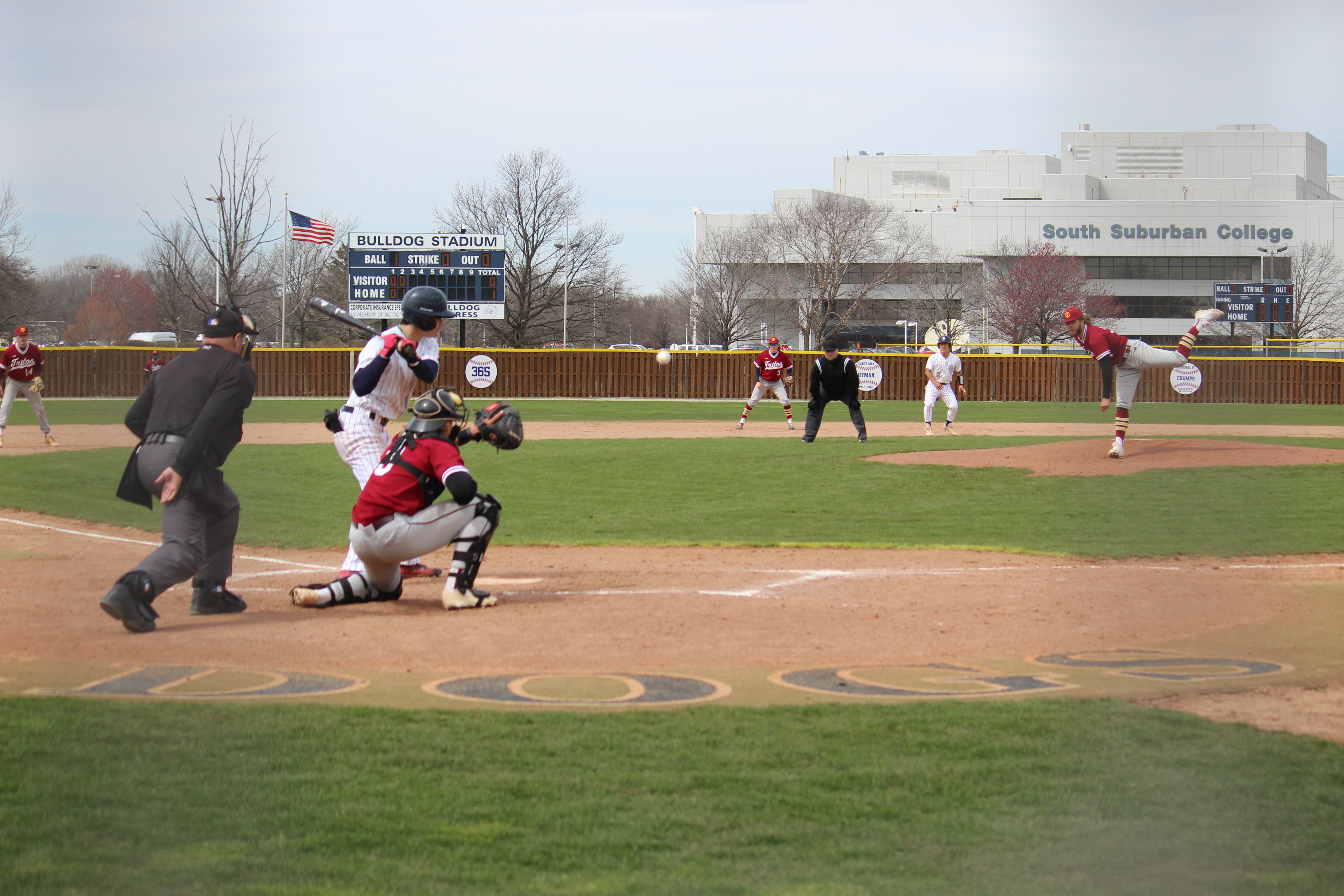 College in Background at bat
