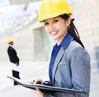 Photo of a woman in a hard hat