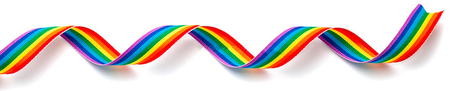 A graphic of a rainbow ribbon.