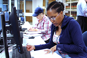 A featured photo of a SSC Legal Studies Students Studying in the Law Library.
