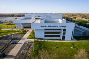 An arial photo of the South Suburban College Main Campus located in South Holland, Illinois.
