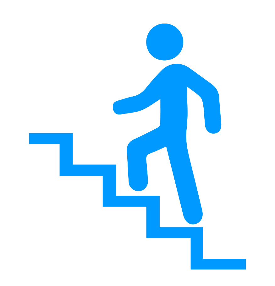 Graphic of man walking up the stairs