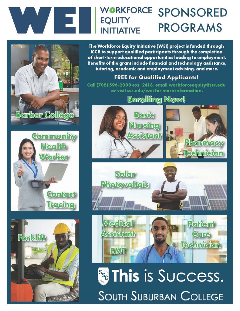 Workforce Equity Initiative 2023 Flyer South Suburban College