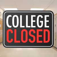 An image that says, "College Closed".