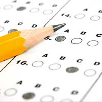 A pencil placed on a Scantron test.