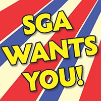 A graphic that says, "SGA wants you!"