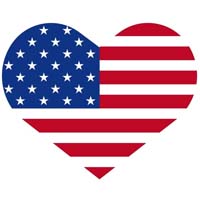The American flag in the shape of a heart.