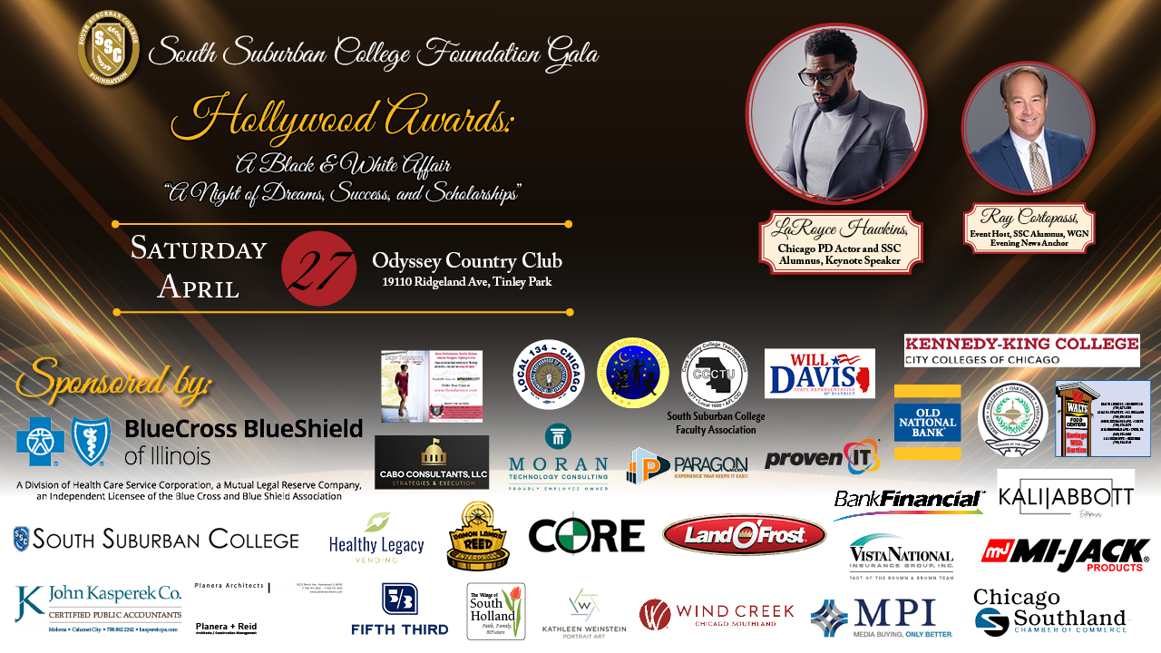 A graphic listing all of the sponsors, keynote speaker and host for the 2024 Foundation Gala