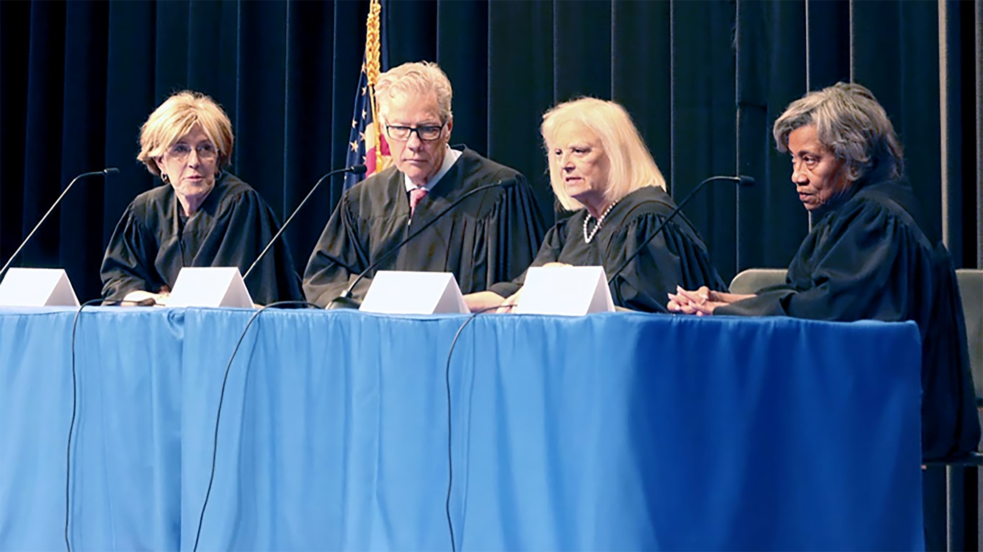 Justice M. Coghlan, Justice T. Lavin, Justice A. Pucinski, and Justice C. Cobbs at Law Day 2024.