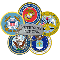 A graphic that says, "Veterans Center"