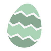 A graphic of a green Easter egg.