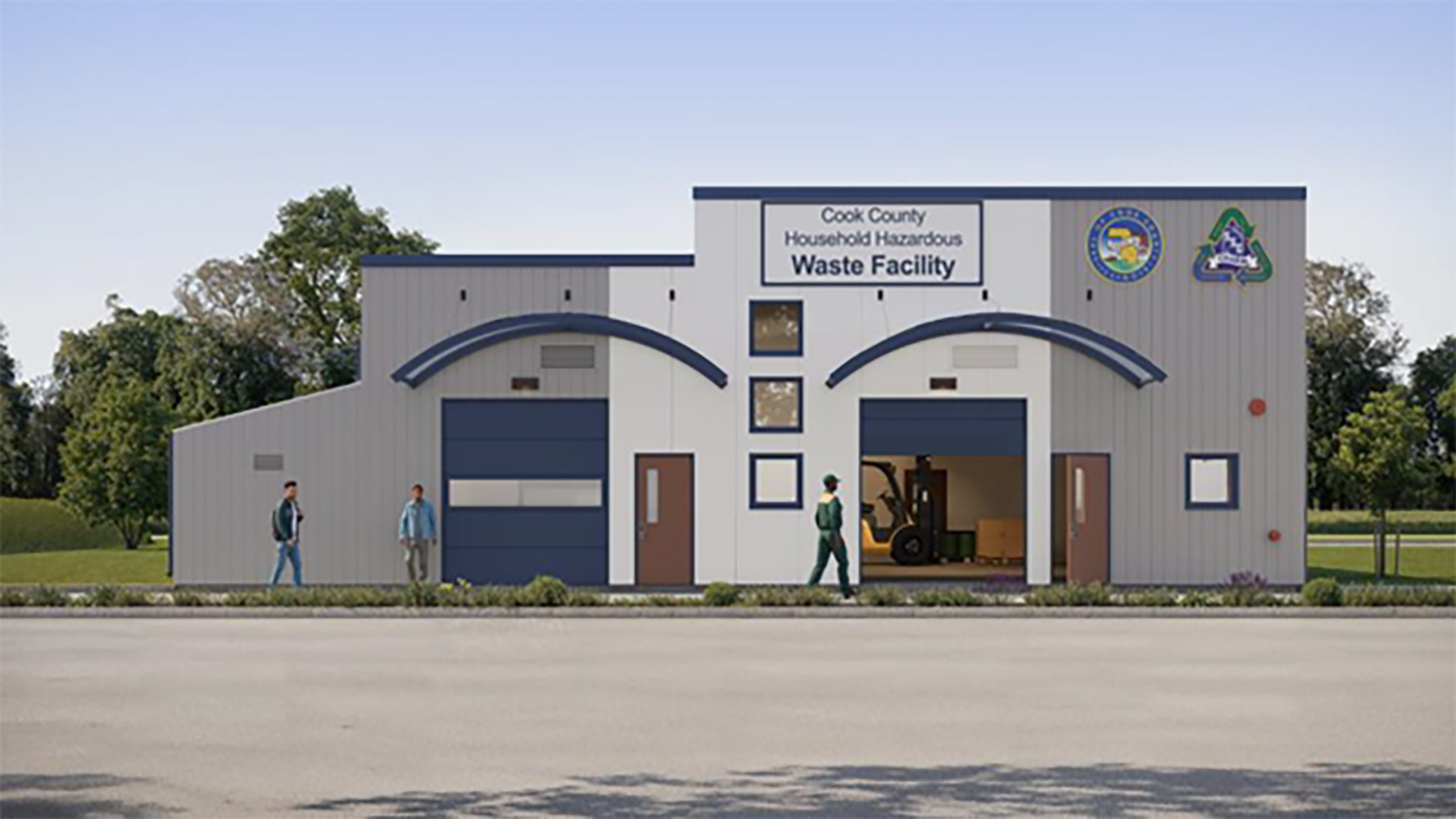 A rendering of the Cook County Household Hazardous Waste Facility