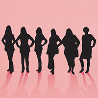 A silhouette of women standing with hands on their hips.